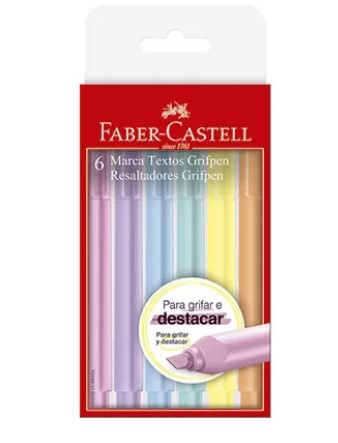 Pincel marca texto pastel 6 cores MT/TP6ZF Faber Castell BT 1 UN