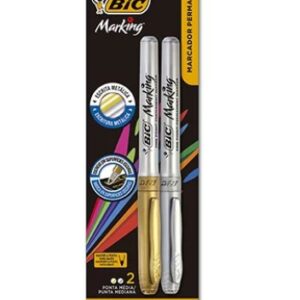 Pincel marcador permanente 1,1mm 2 cores metalicas 903936 Bic BT 2 UN