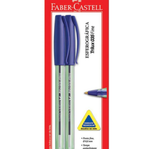 CANETA ESFEROGRÁFICA 2 UNIDADES TRILUX FINA AZUL BLISTER